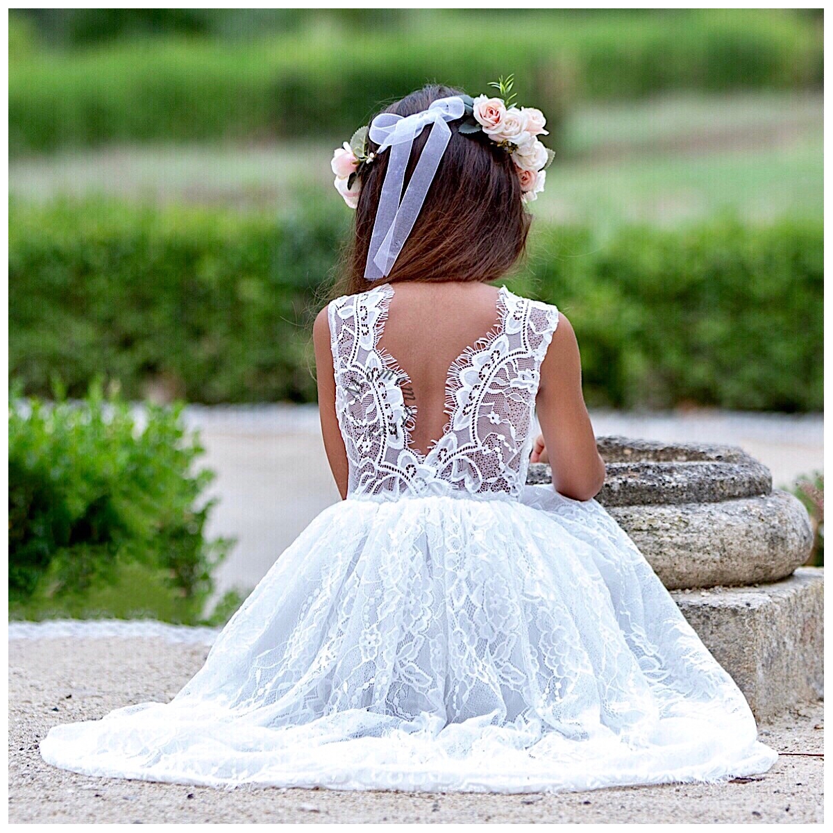 Robe De Demoiselle D'Honneur Enfant - Taille 5 à 16 Ans - Mousseline Et Polyester - Style Fleuri Pour Mariage Ou Cérémonie