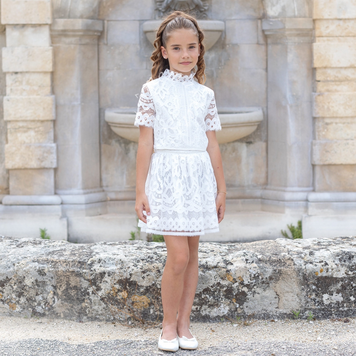 Robe Fille Cérémonie Bonny Billy – Dentelle Coton Chic Avec Nœud – Robe Enfant Élégante Fête & Anniversaire
