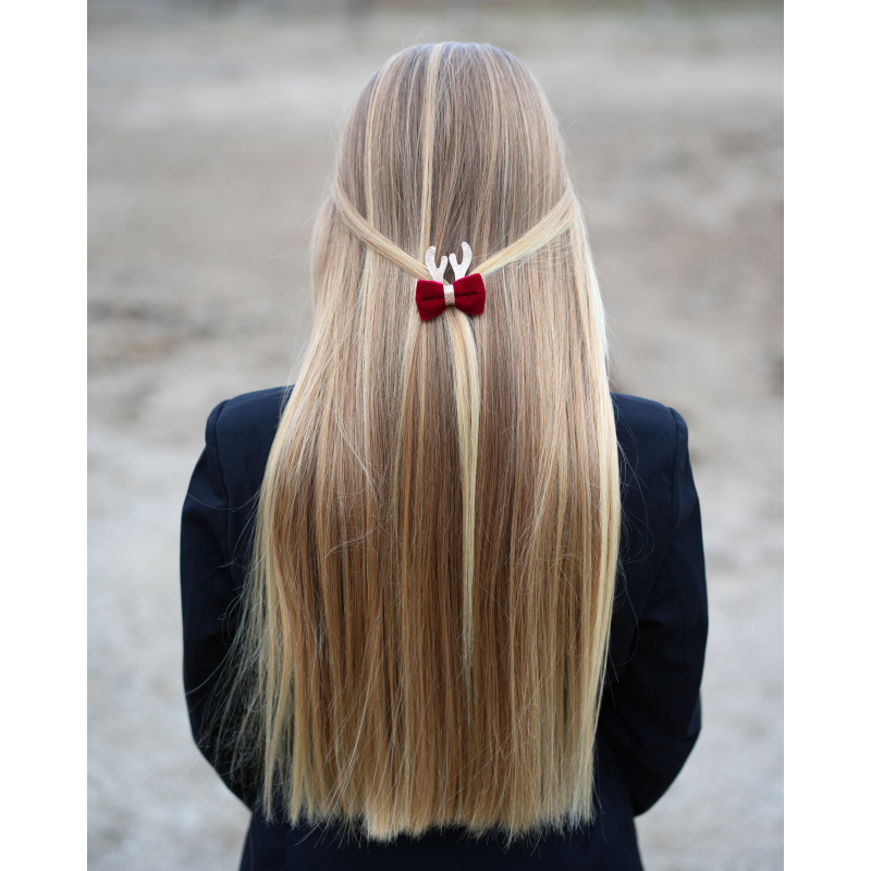 Barrettes en velours rouge pour Noël