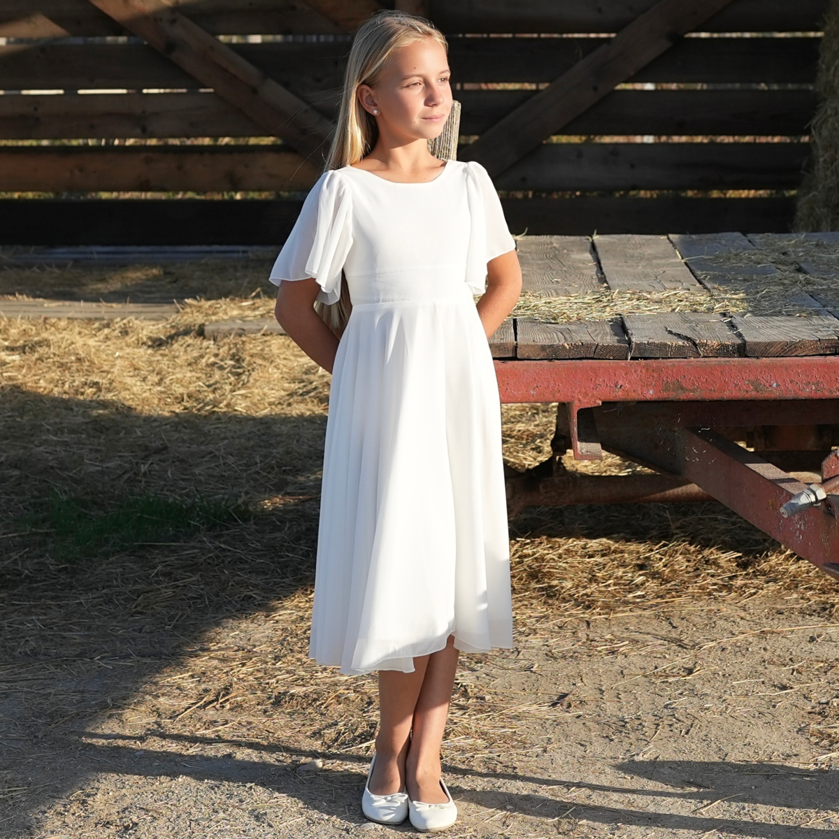 Robe longue de cérémonie pour fille Couleur Blanc Taille 4 ans ( 100 cm)
