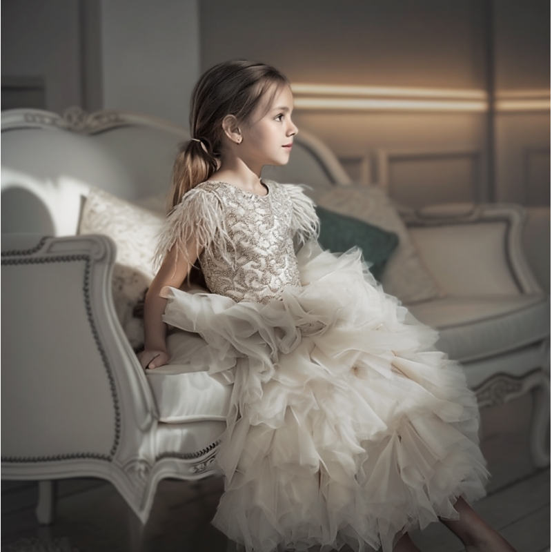 Jupe longue en tulle blanc pour bébé et enfant